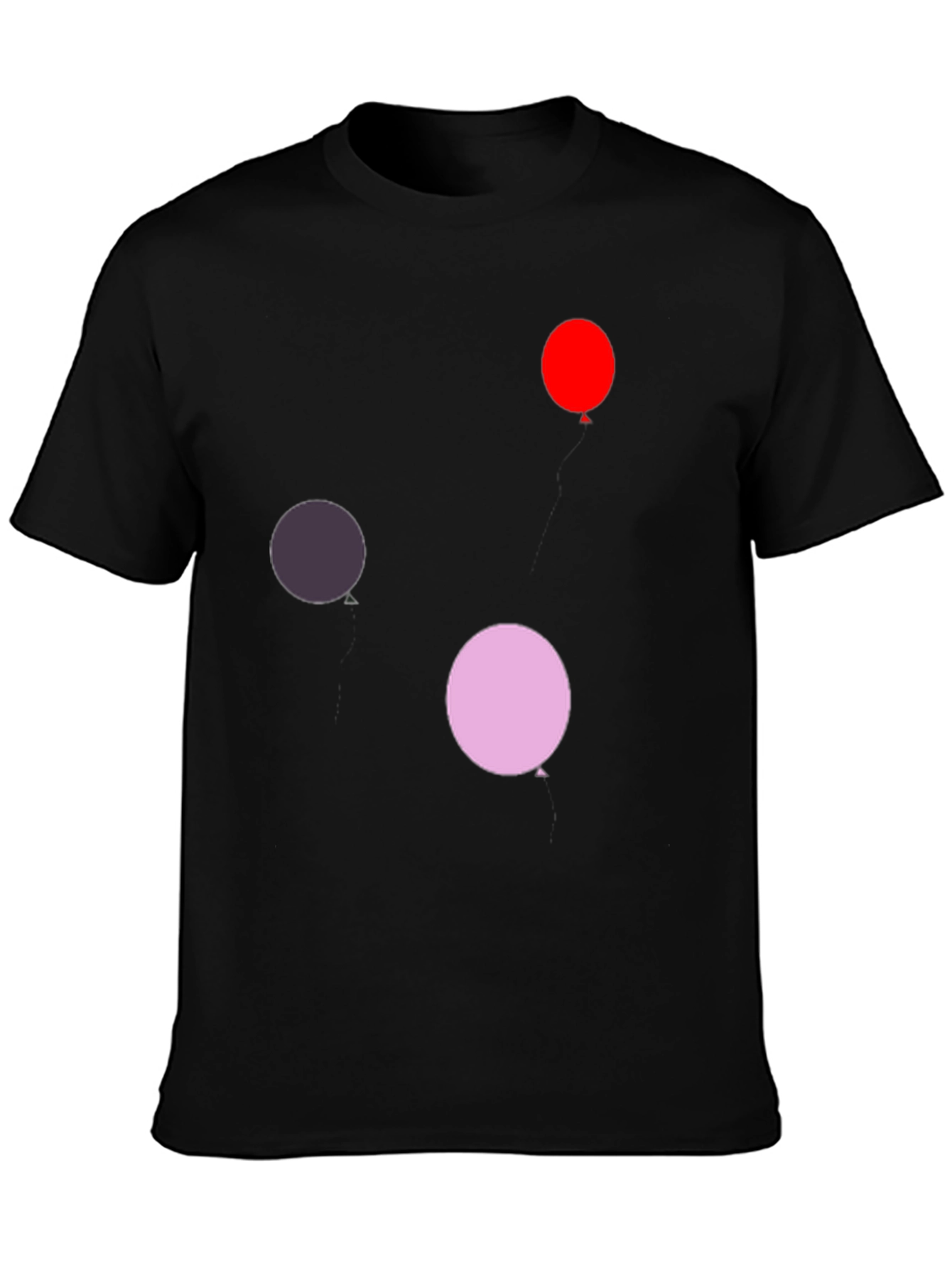 Fun Balloon Print Black T-Shirt