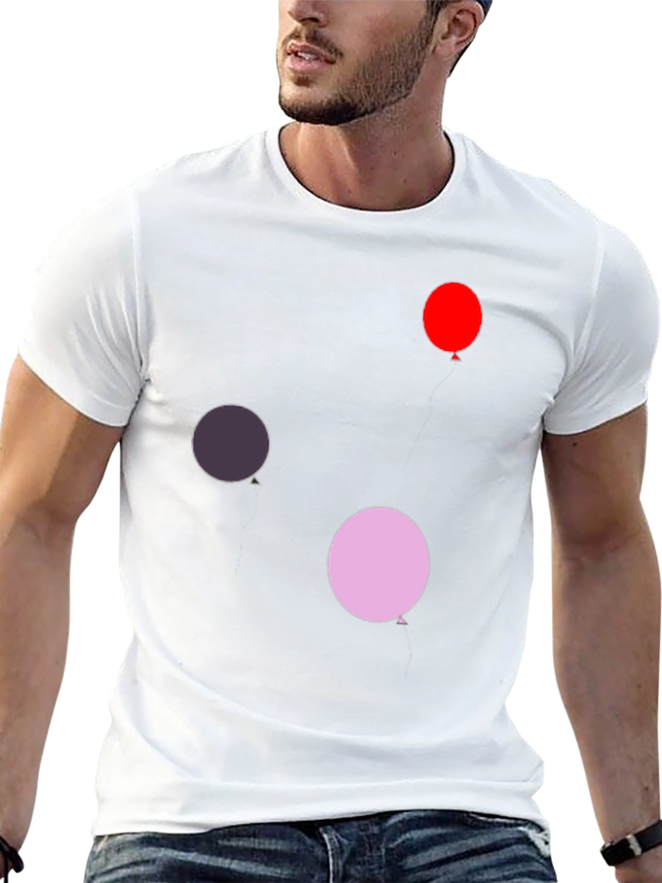 Fun Balloon Print Black T-Shirt