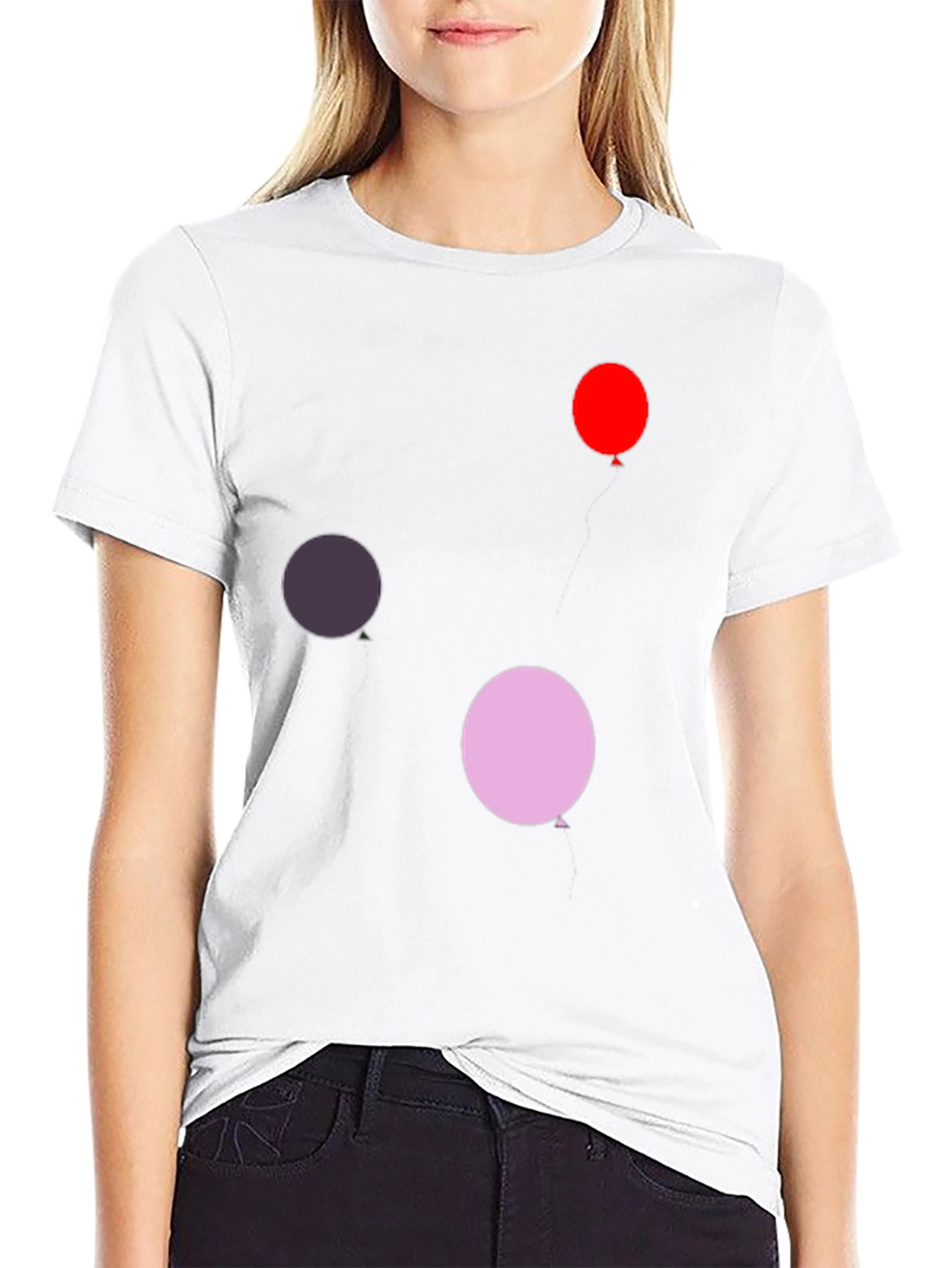 Fun Balloon Print Black T-Shirt