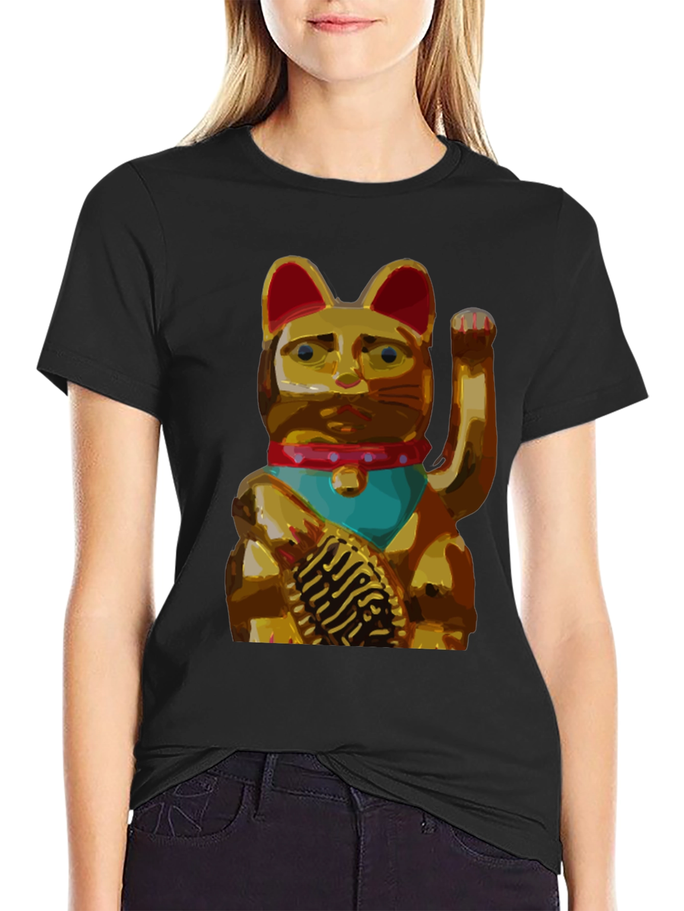 Lucky Cat Graphic Tee - Black