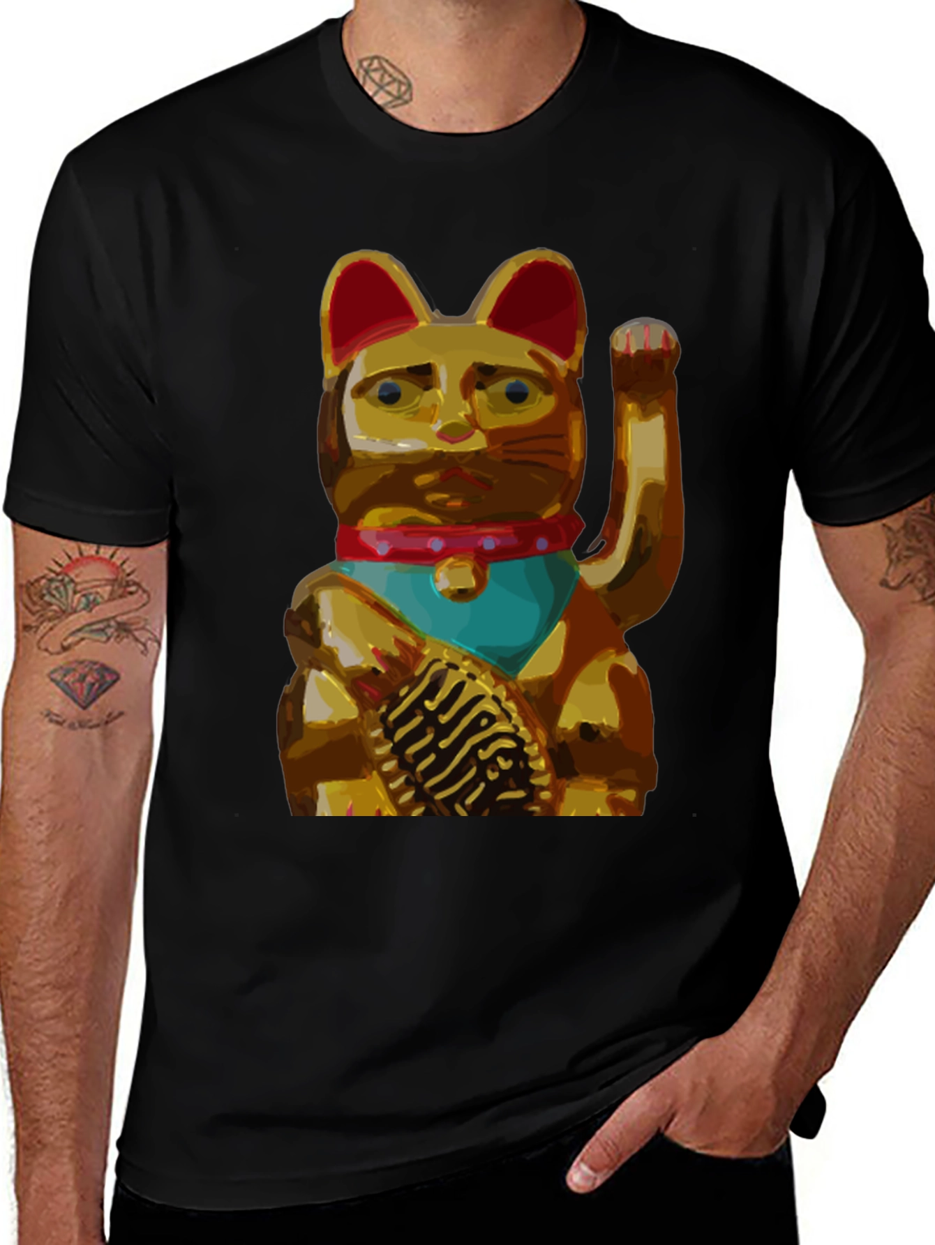 Lucky Cat Graphic Tee - Black