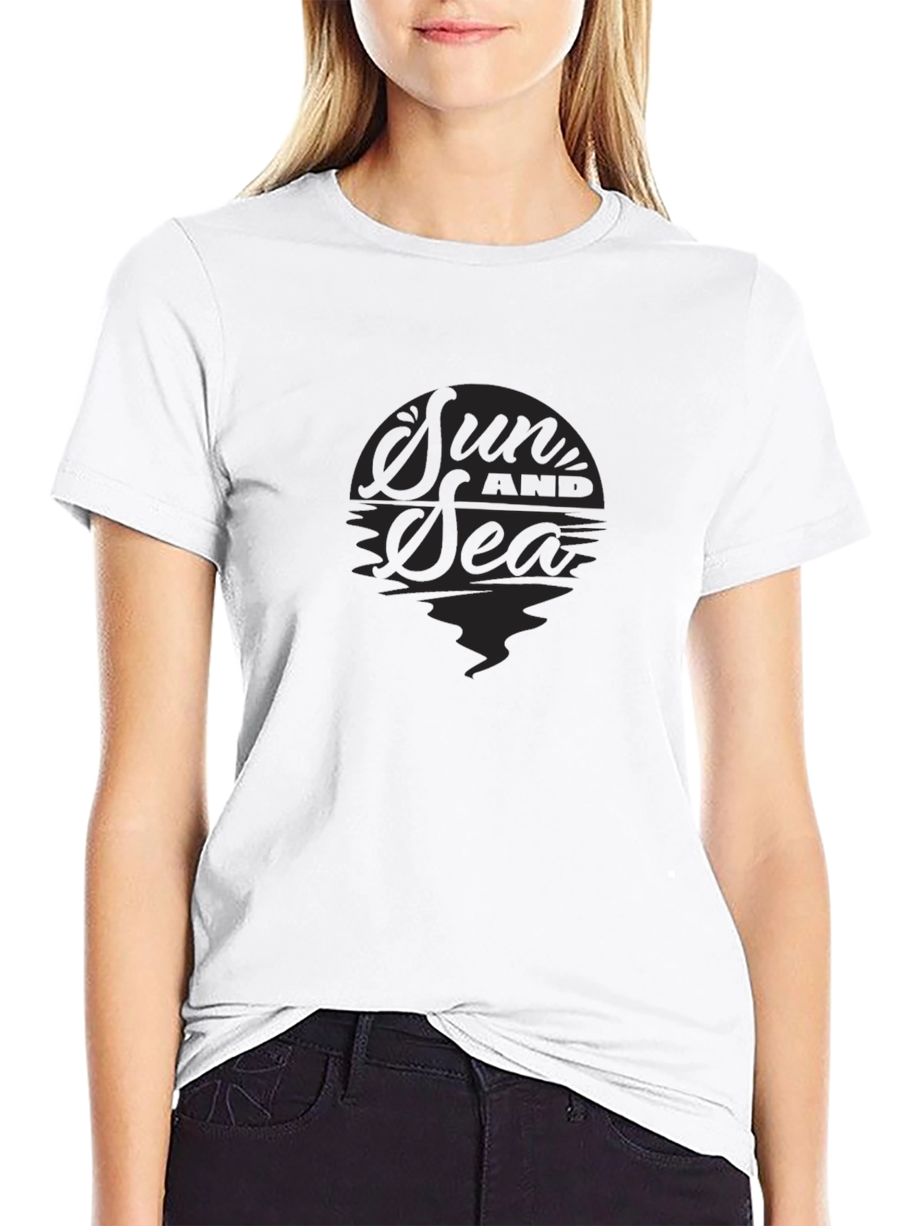Sun and Sea Black Graphic T-Shirt