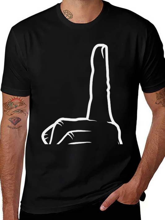 Funny Graphic Tee - The Finger - Mens Black T-Shirt