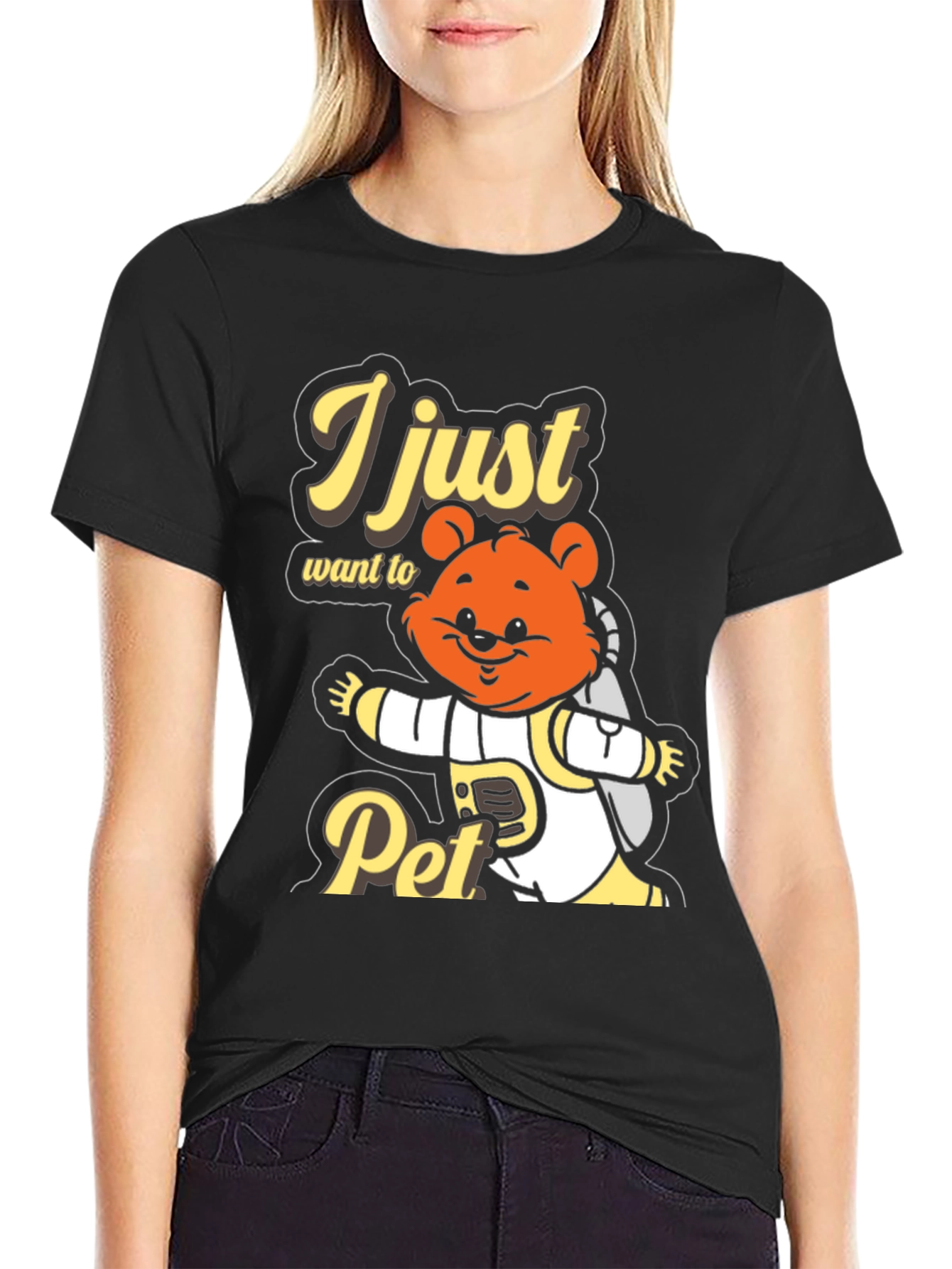 I Just Want To Pet T-Shirt Cute Bear Astronaut