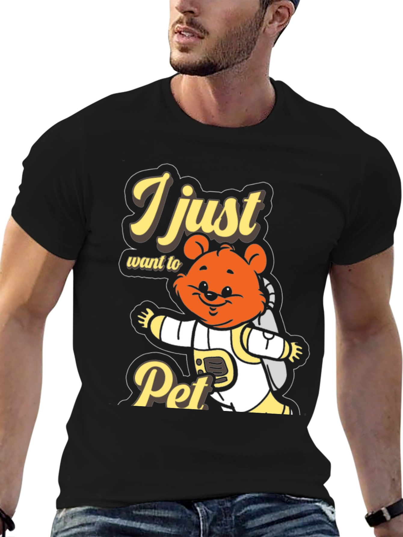 I Just Want To Pet T-Shirt Cute Bear Astronaut