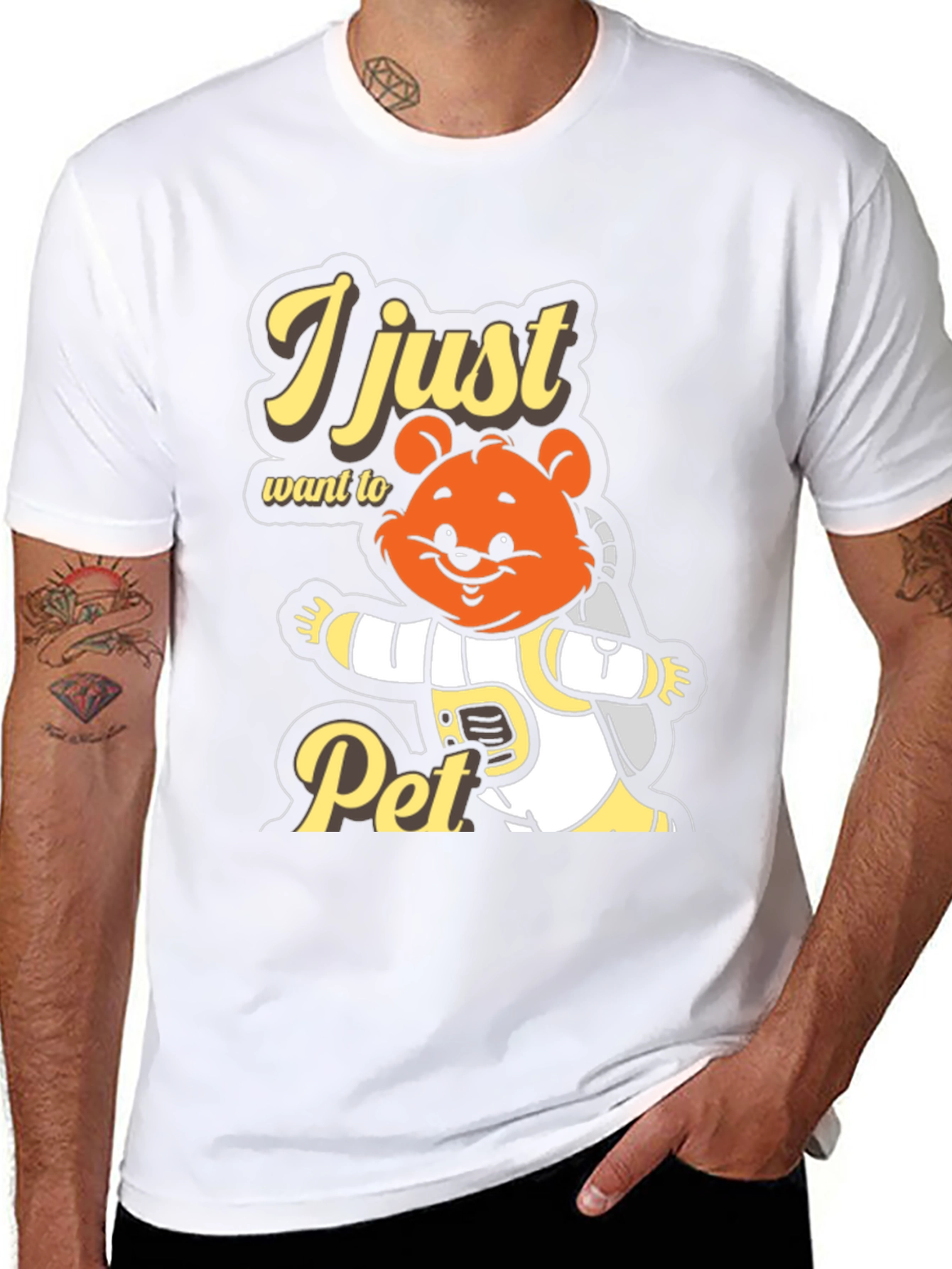 I Just Want To Pet T-Shirt Cute Bear Astronaut