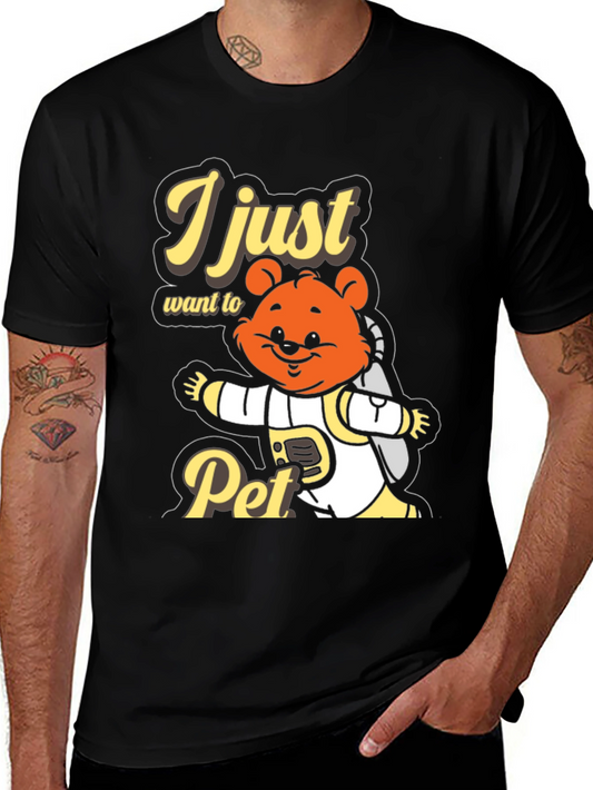 I Just Want To Pet T-Shirt Cute Bear Astronaut