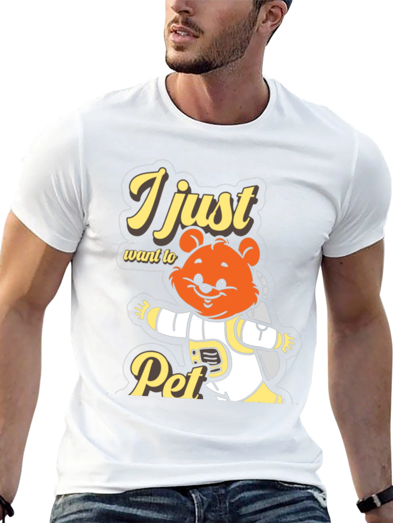 I Just Want To Pet T-Shirt Cute Bear Astronaut