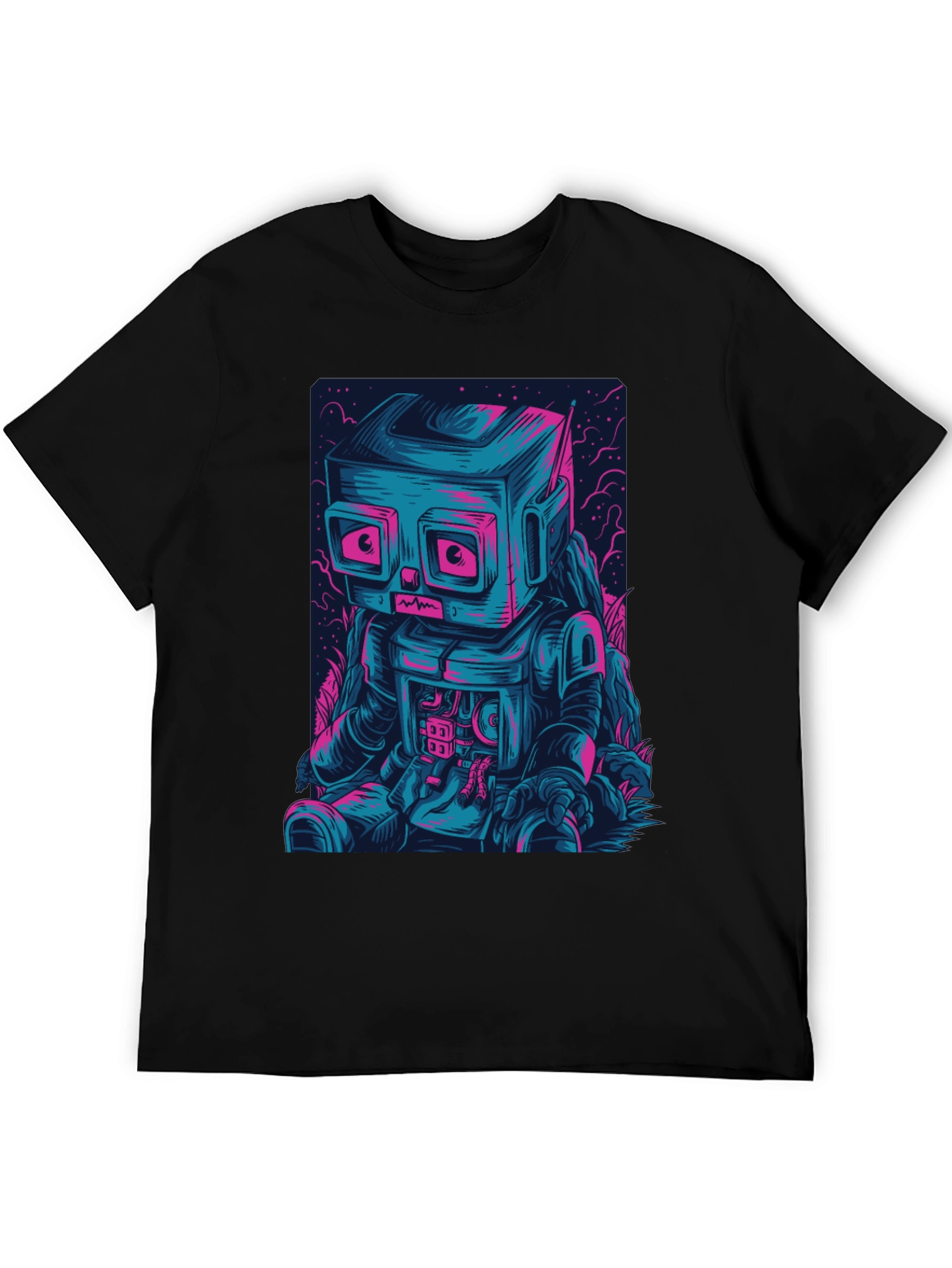 Robot Graphic Print Crew Neck T-Shirt