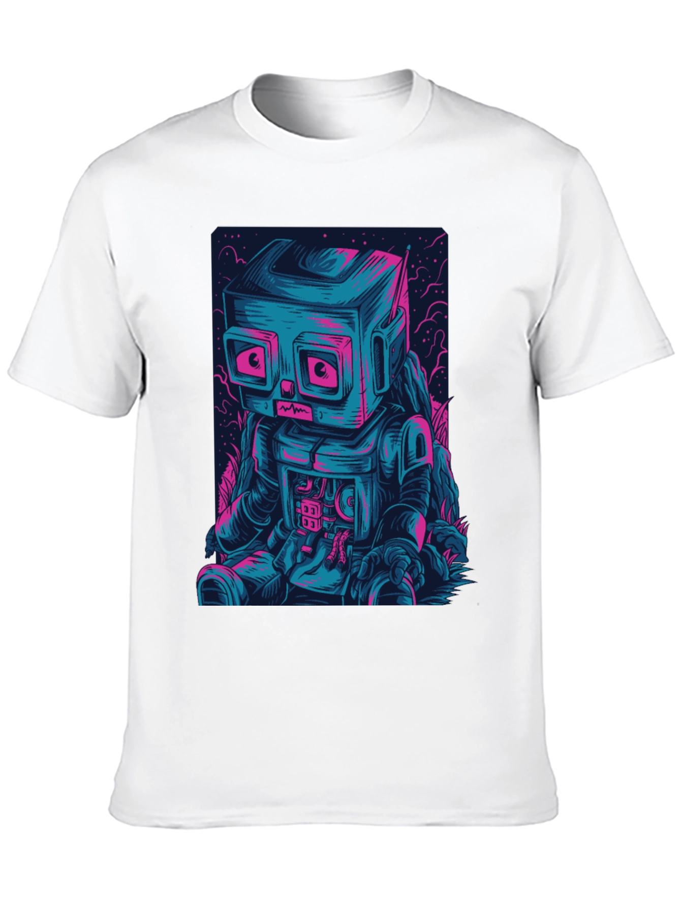 Robot Graphic Print Crew Neck T-Shirt