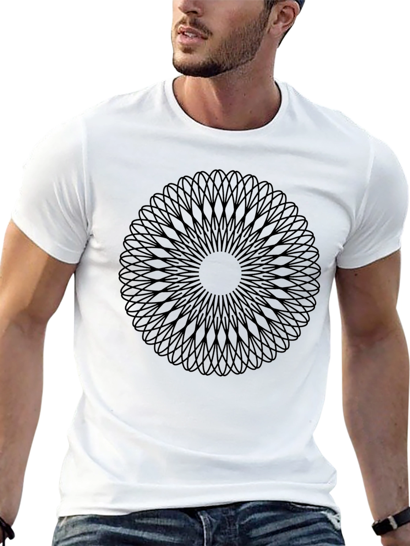 Geometric Mandala Graphic Black T-Shirt