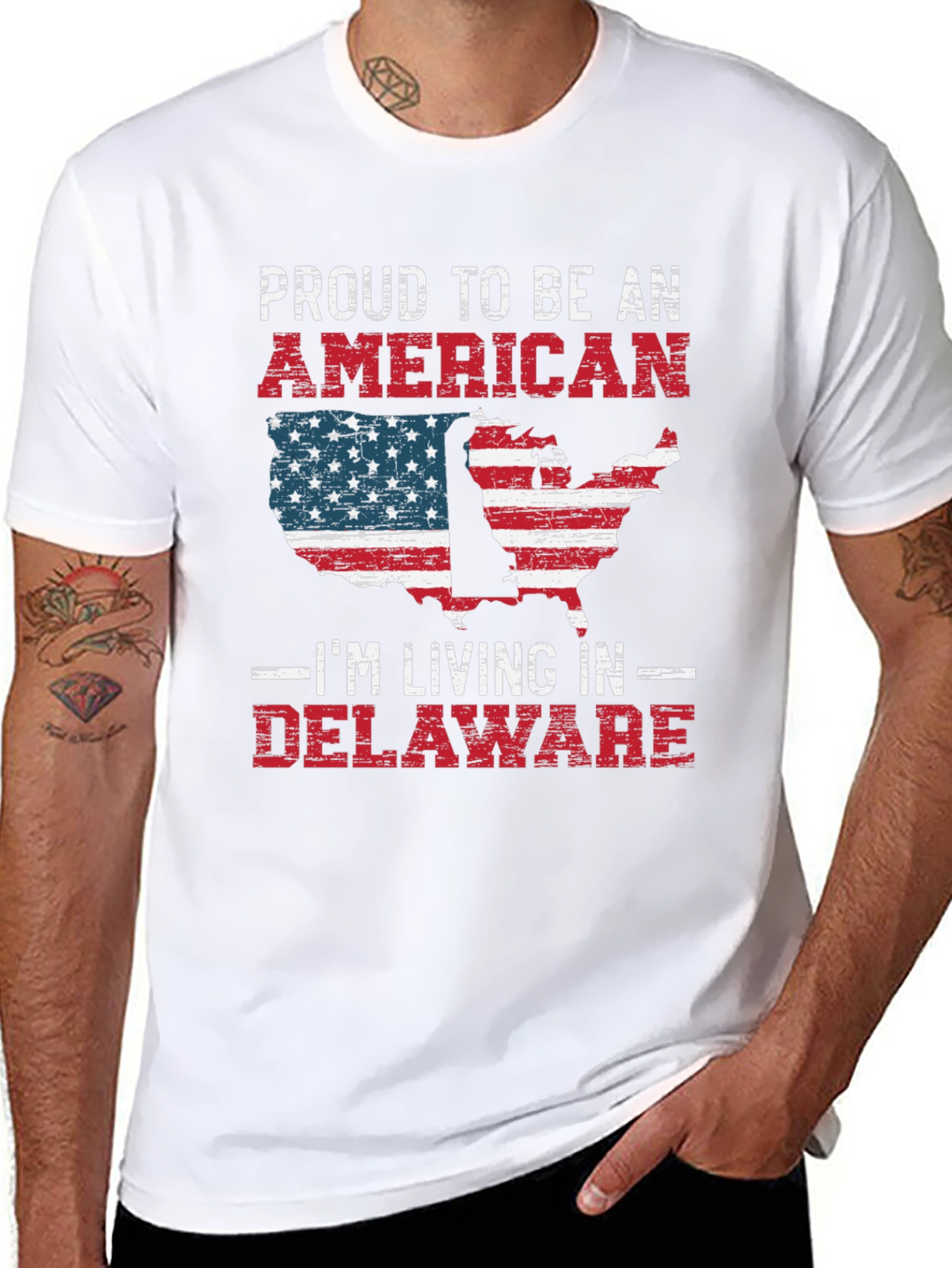 Patriotic Delaware T-Shirt - Proud American