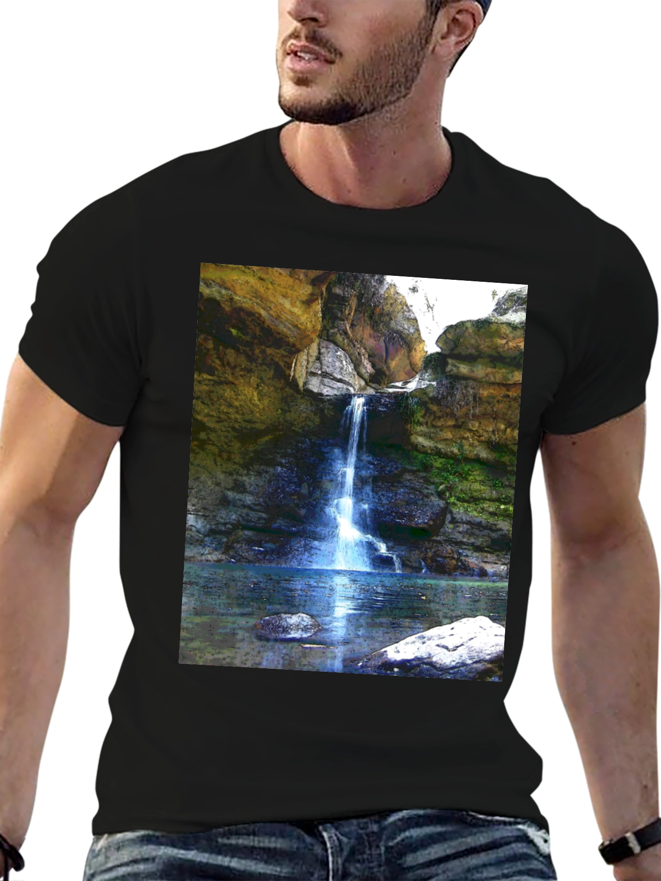 Waterfall Graphic Tee - Nature Inspired Design