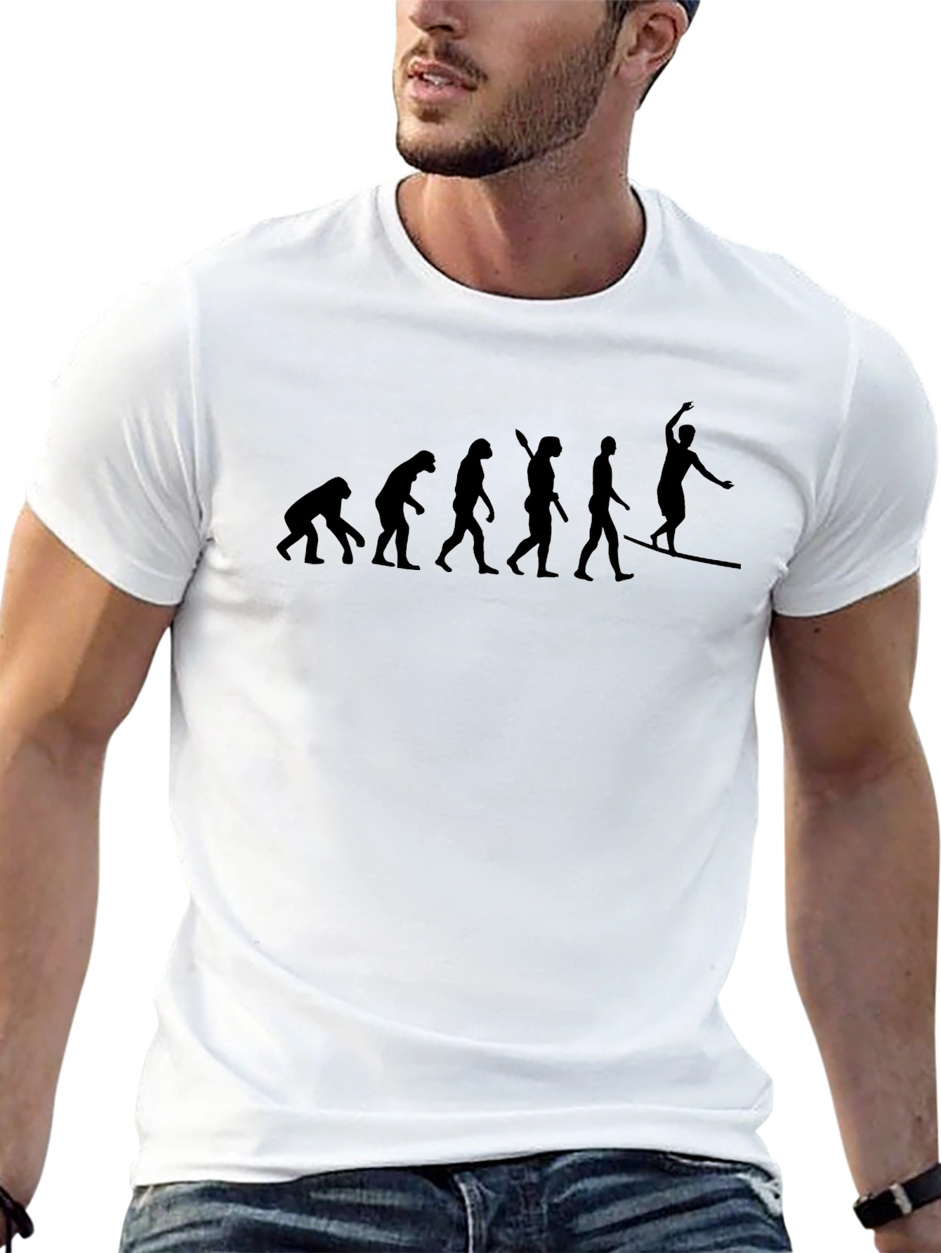 Evolution of Surfing T-Shirt - Black Cotton Tee