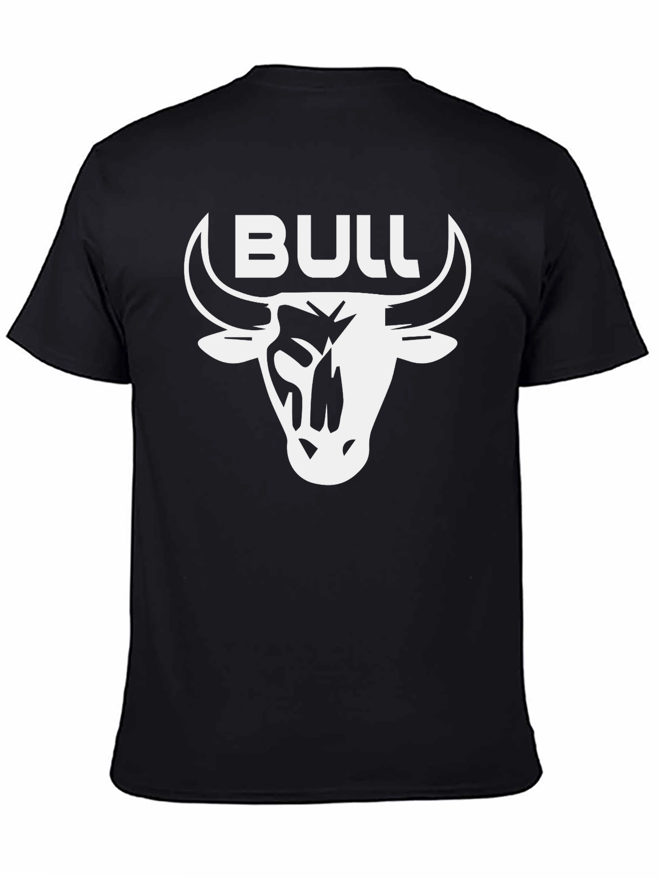 Bull T-Shirt - Black Crew Neck with White Graphic