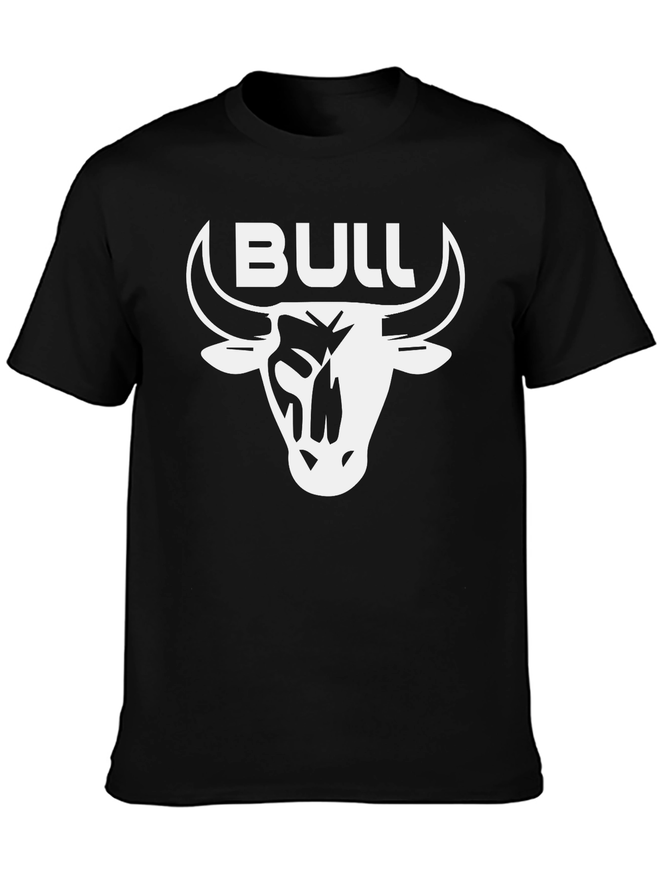 Bull T-Shirt - Black Crew Neck with White Graphic