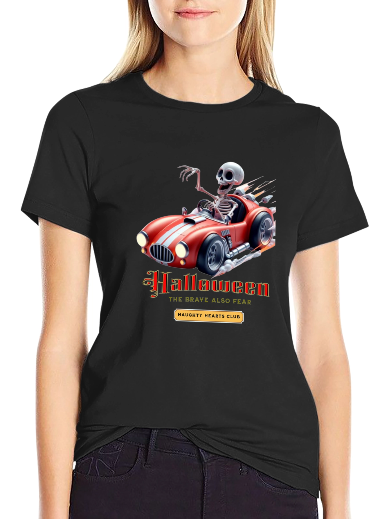 Skeleton Race Car Halloween T-Shirt