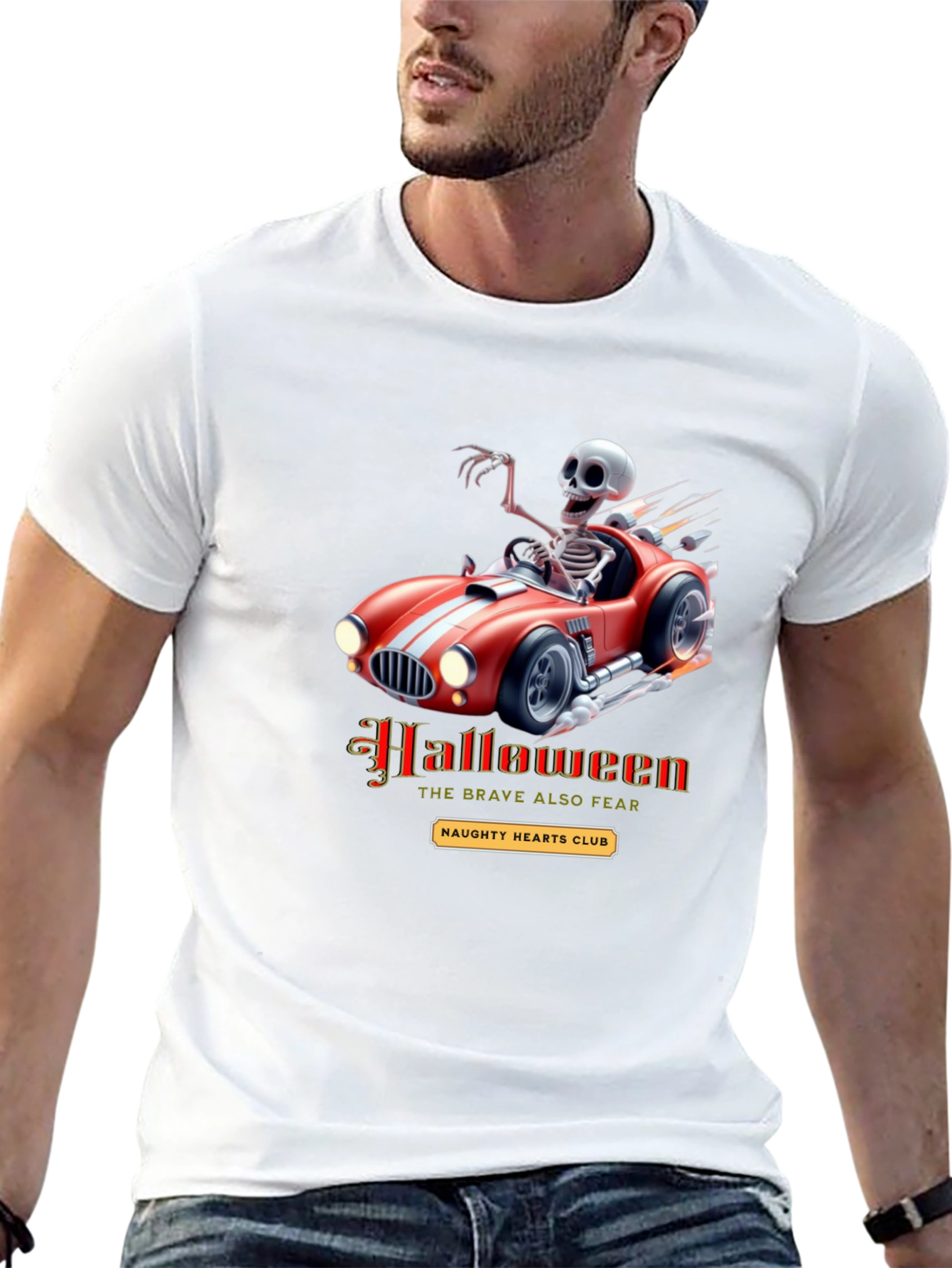 Skeleton Race Car Halloween T-Shirt