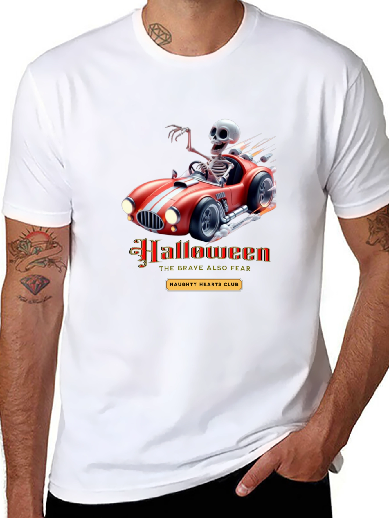 Skeleton Race Car Halloween T-Shirt