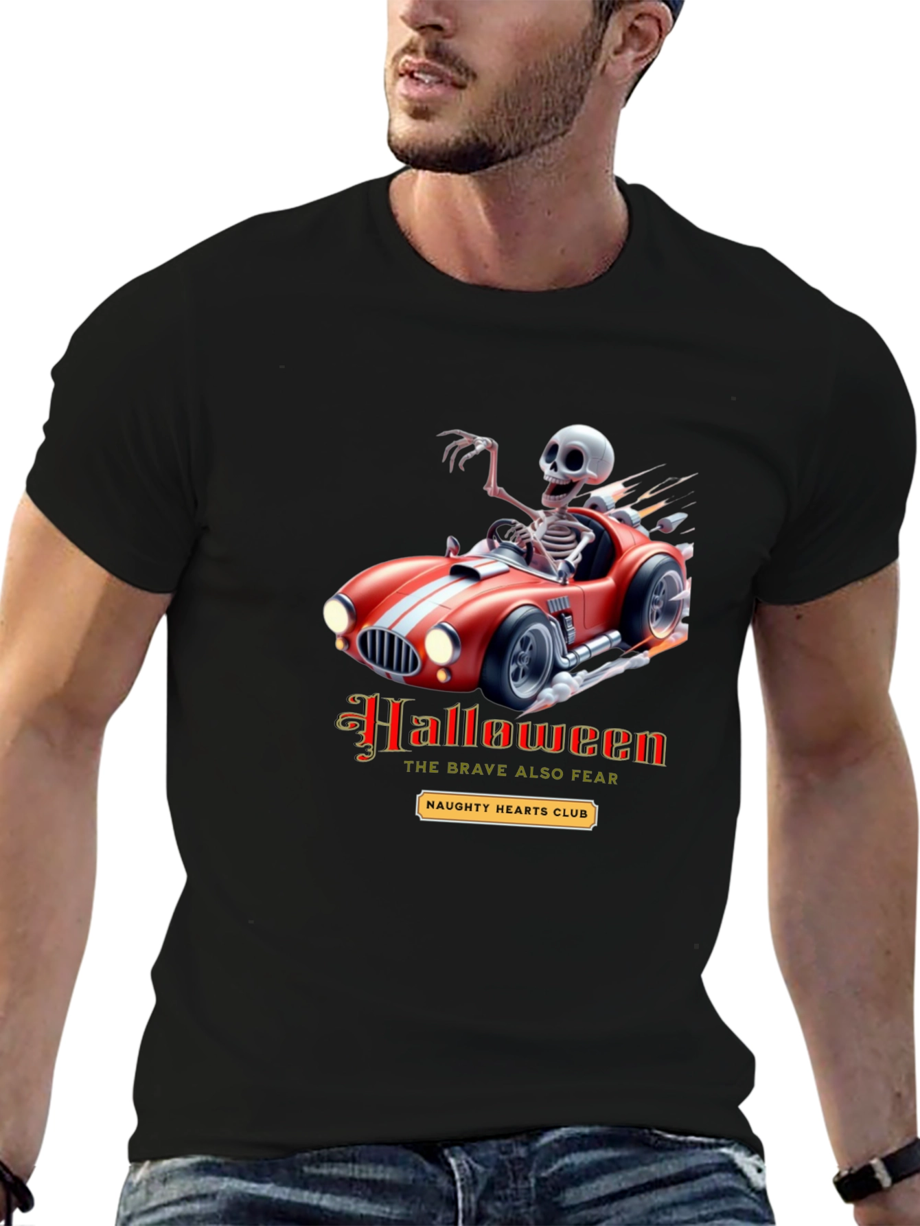 Skeleton Race Car Halloween T-Shirt