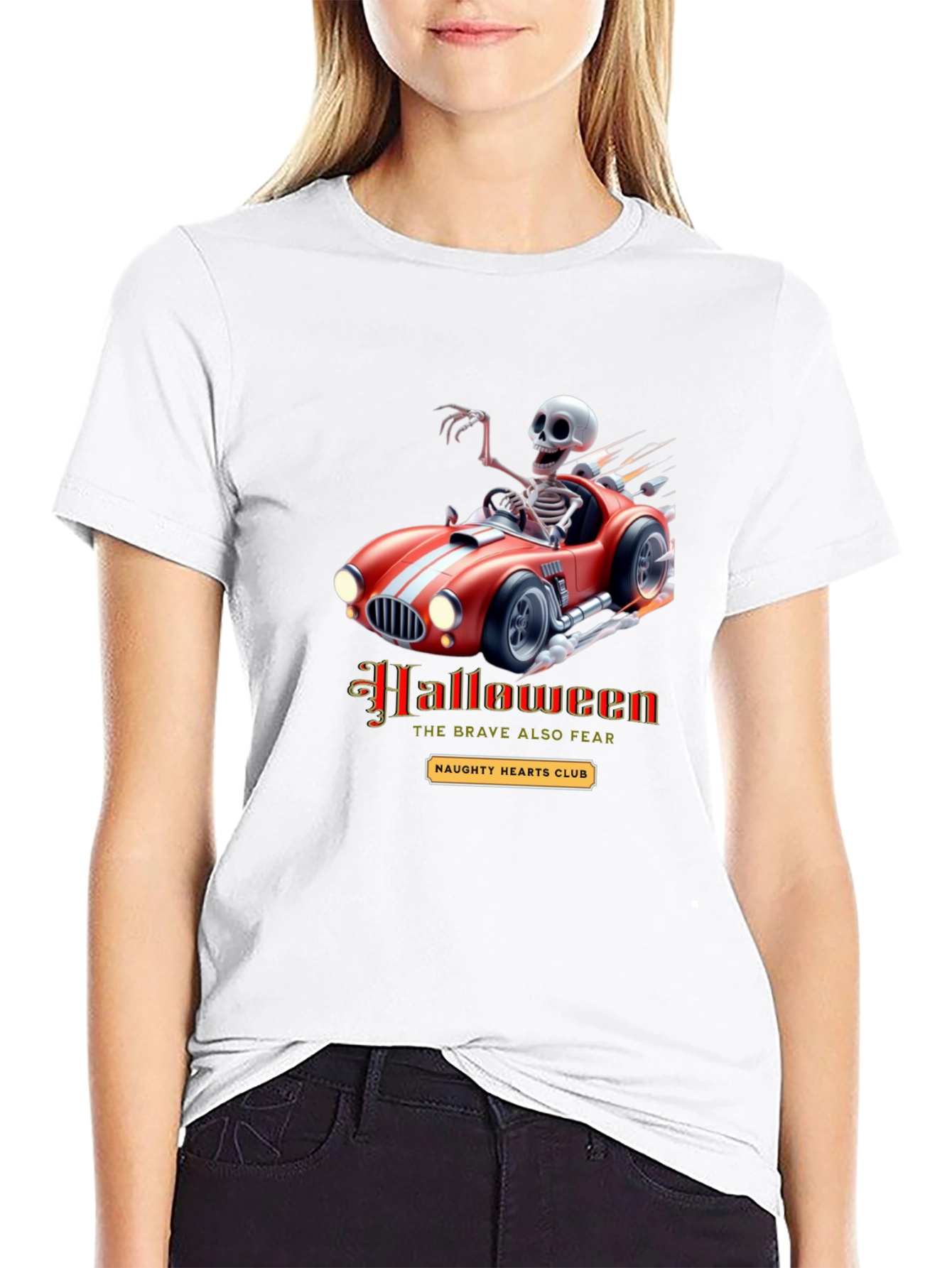 Skeleton Race Car Halloween T-Shirt