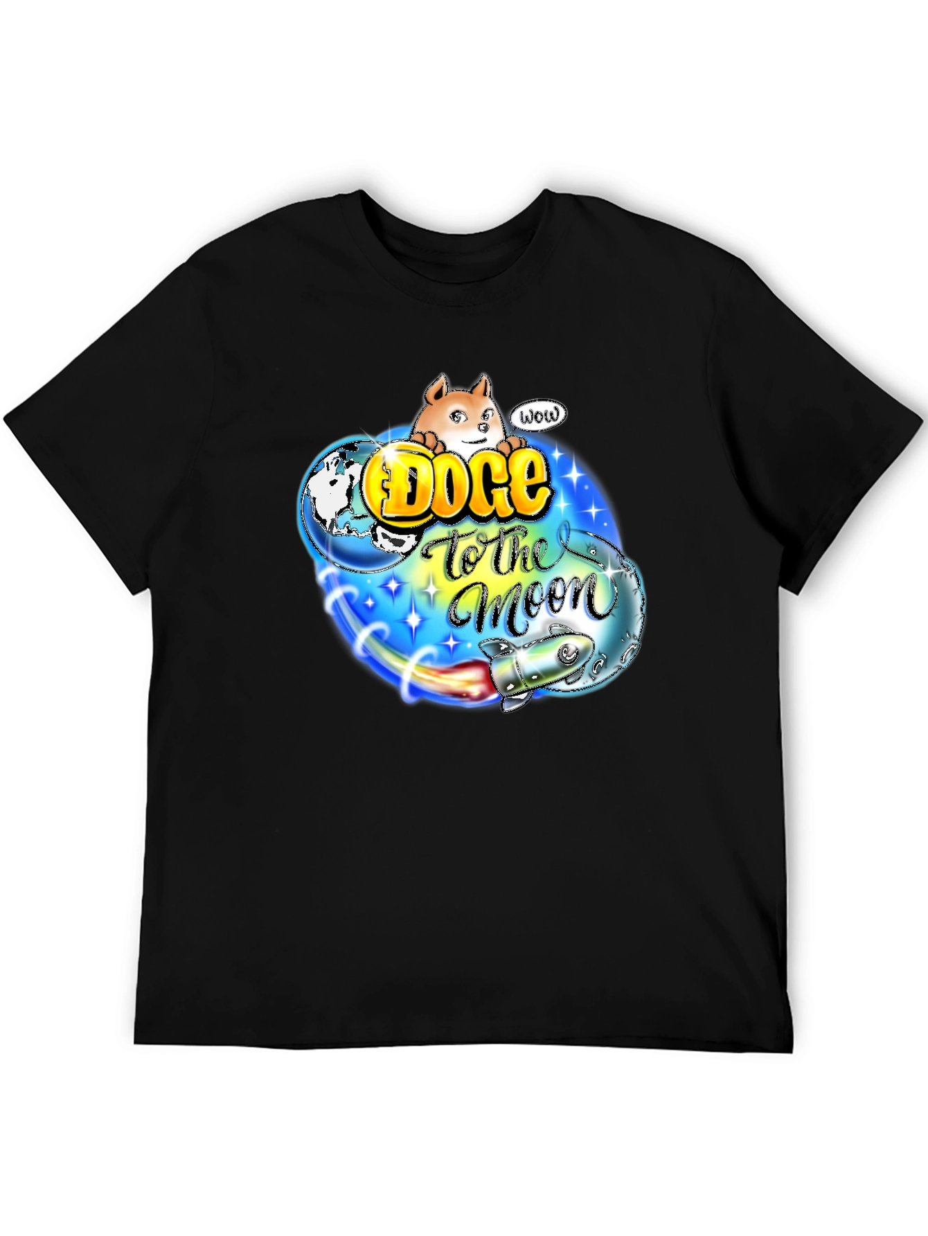 Doge to the Moon Black T-Shirt