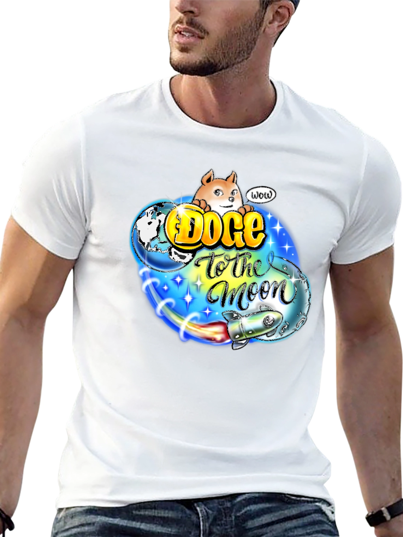 Doge to the Moon Black T-Shirt