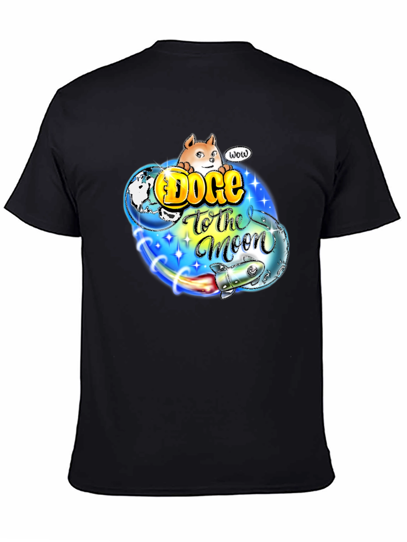 Doge to the Moon Black T-Shirt