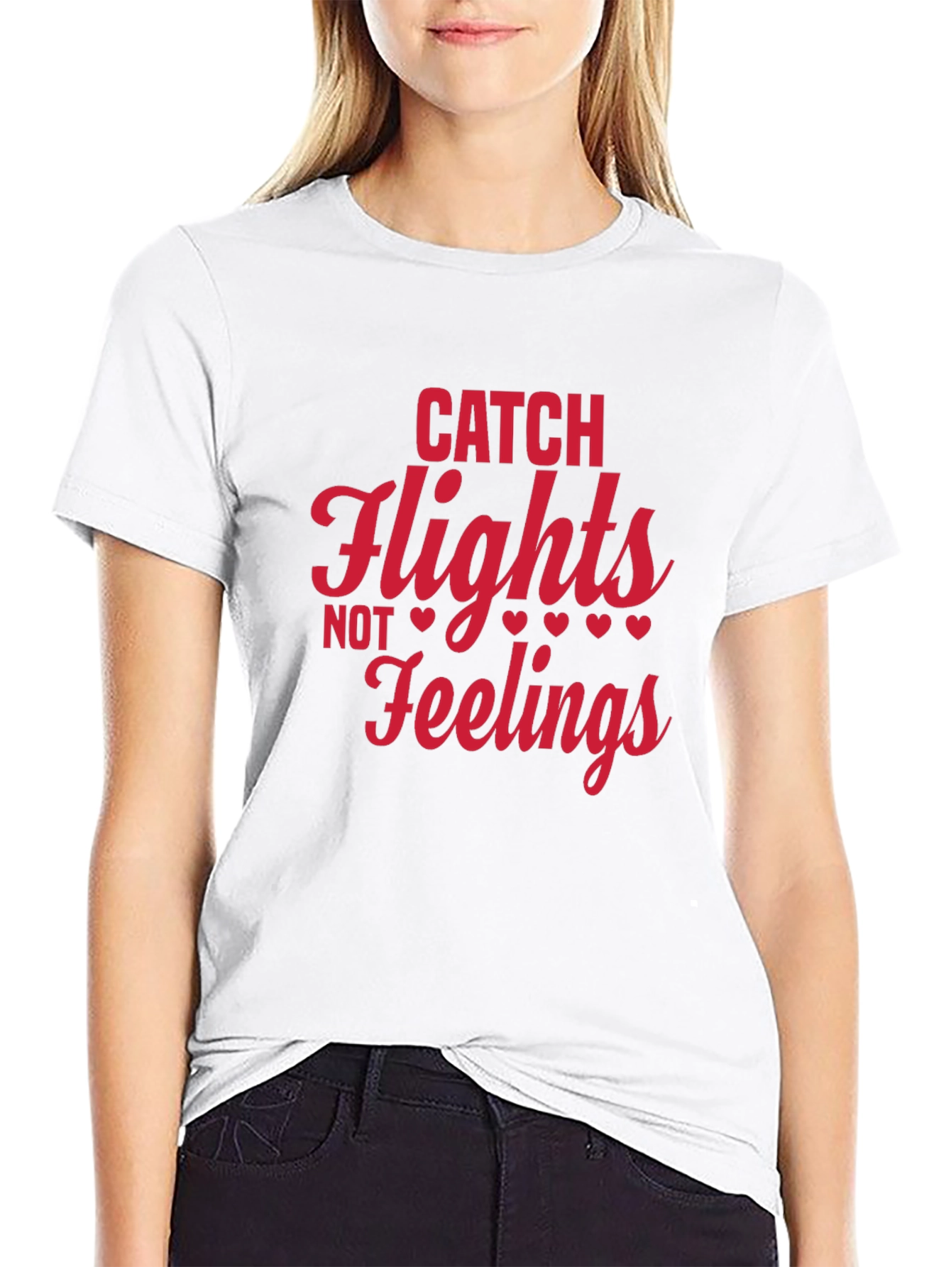 Catch Flights Not Feelings Graphic Tee - Black