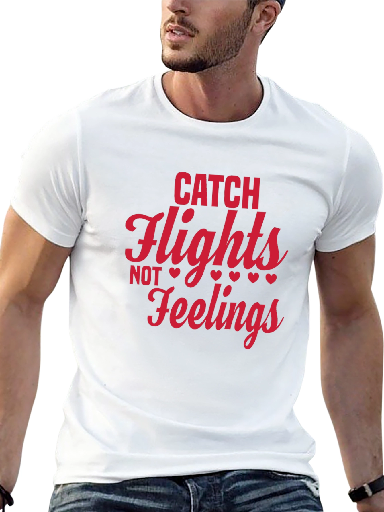 Catch Flights Not Feelings Graphic Tee - Black