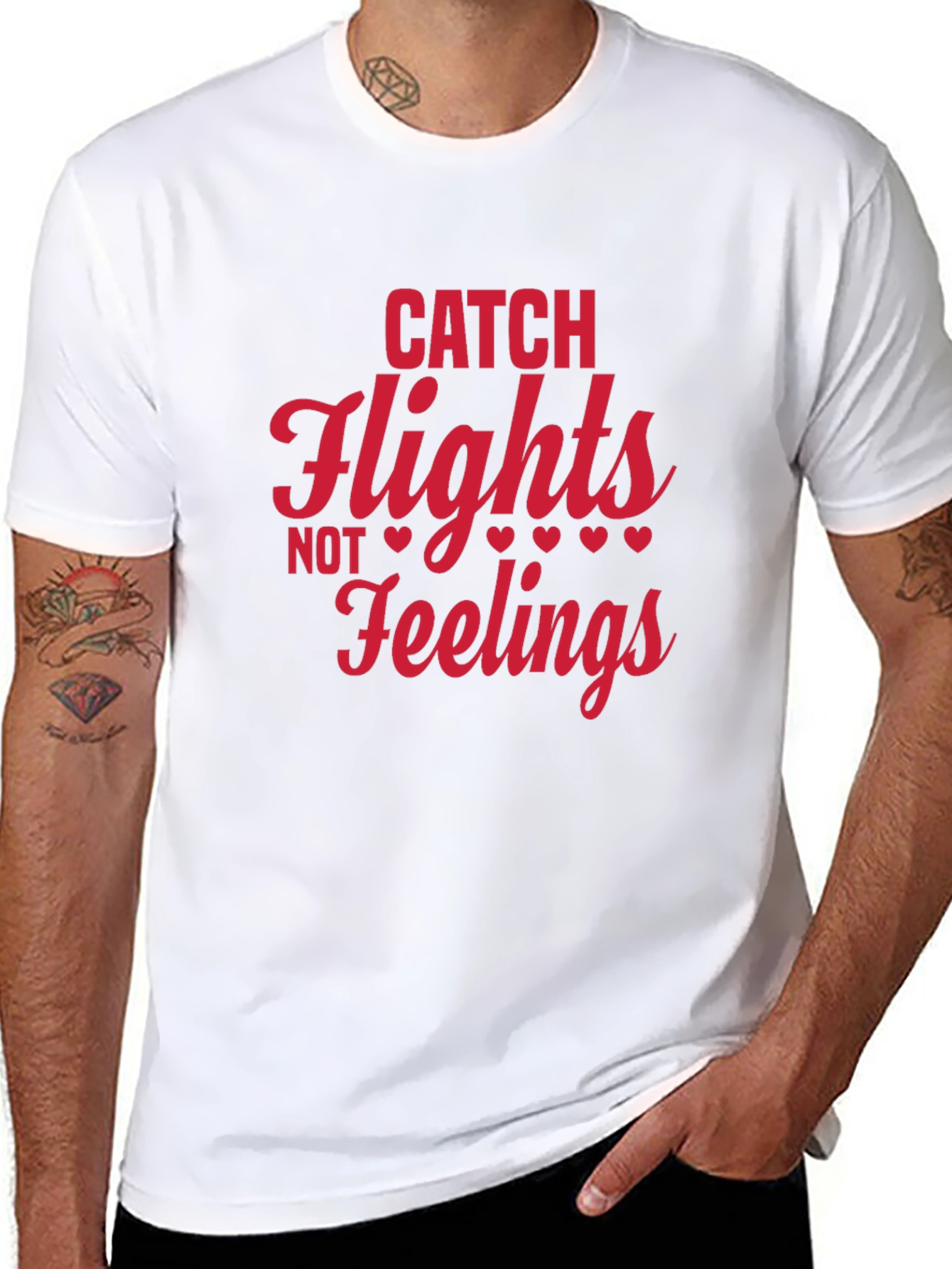 Catch Flights Not Feelings Graphic Tee - Black