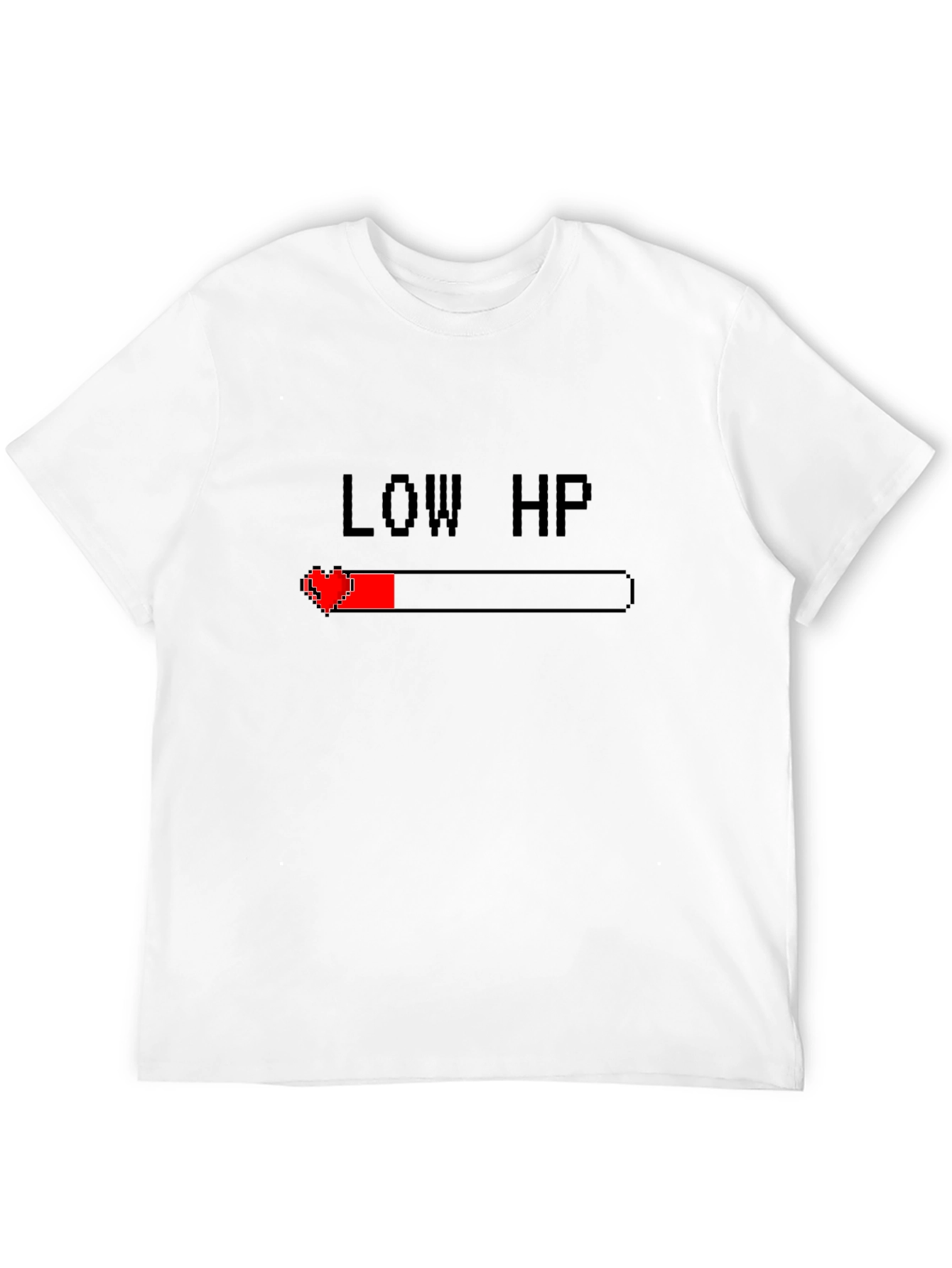 Low HP Gamer T-Shirt - Pixel Heart Health Bar