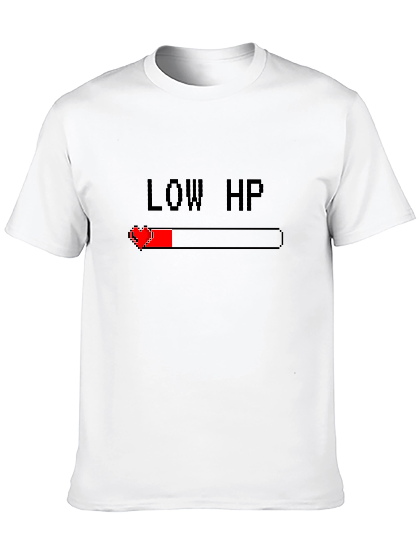 Low HP Gamer T-Shirt - Pixel Heart Health Bar