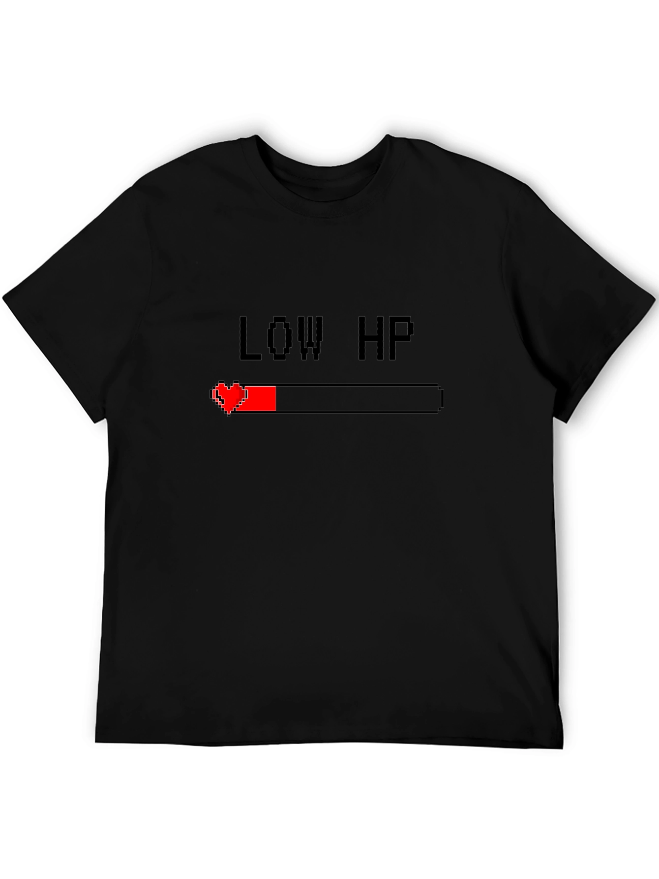 Low HP Gamer T-Shirt - Pixel Heart Health Bar