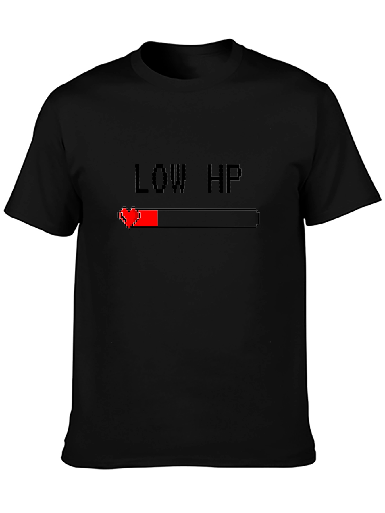 Low HP Gamer T-Shirt - Pixel Heart Health Bar