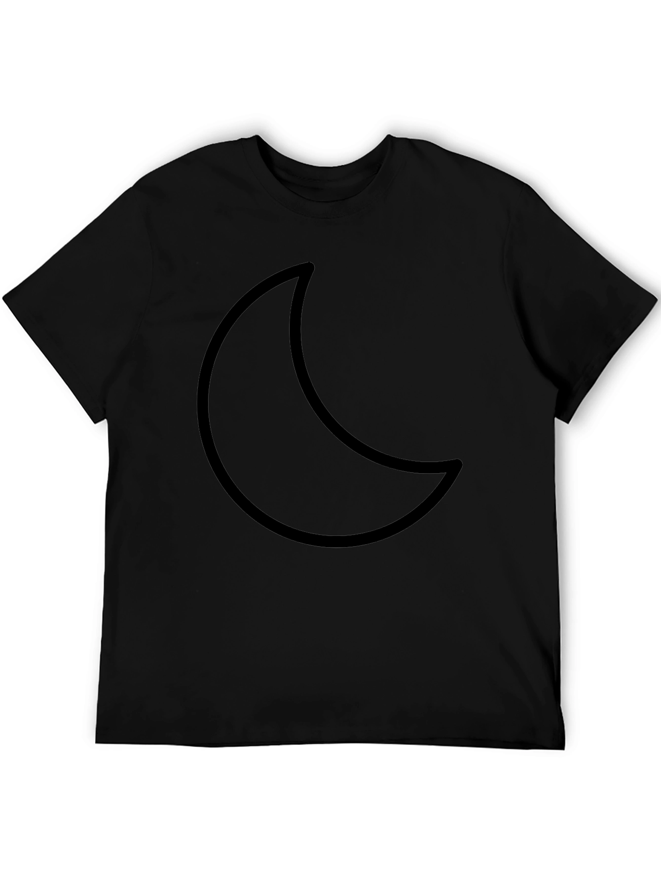 Crescent Moon Graphic Black T-Shirt - Casual Style