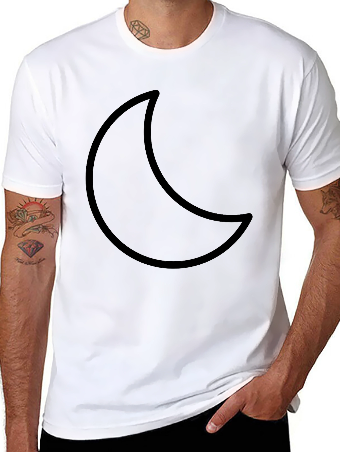 Crescent Moon Graphic Black T-Shirt - Casual Style