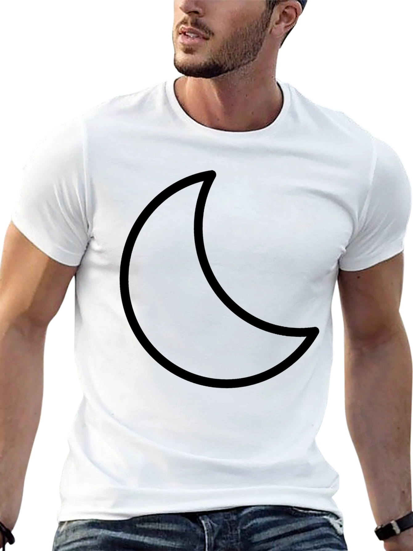 Crescent Moon Graphic Black T-Shirt - Casual Style