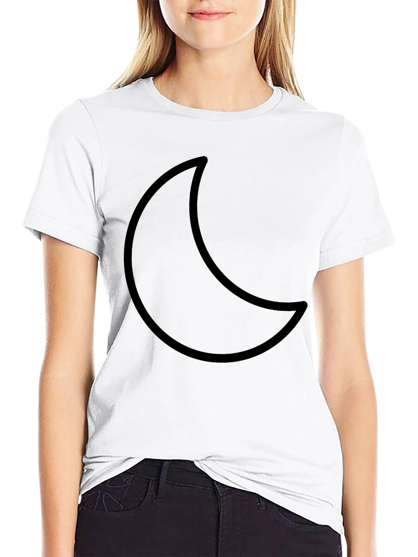 Crescent Moon Graphic Black T-Shirt - Casual Style