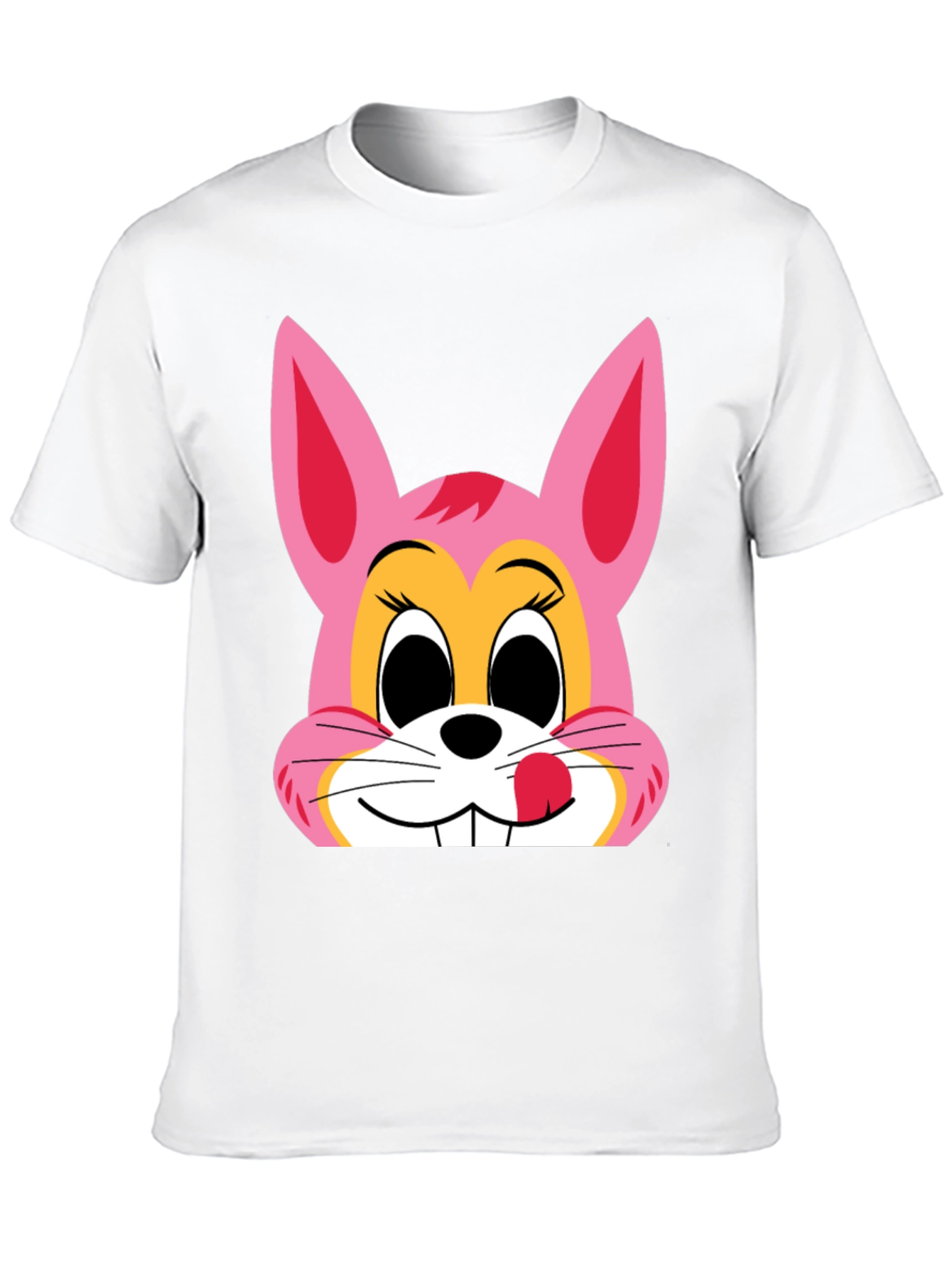 Cute Bunny Graphic Tee - Black Cotton T-Shirt
