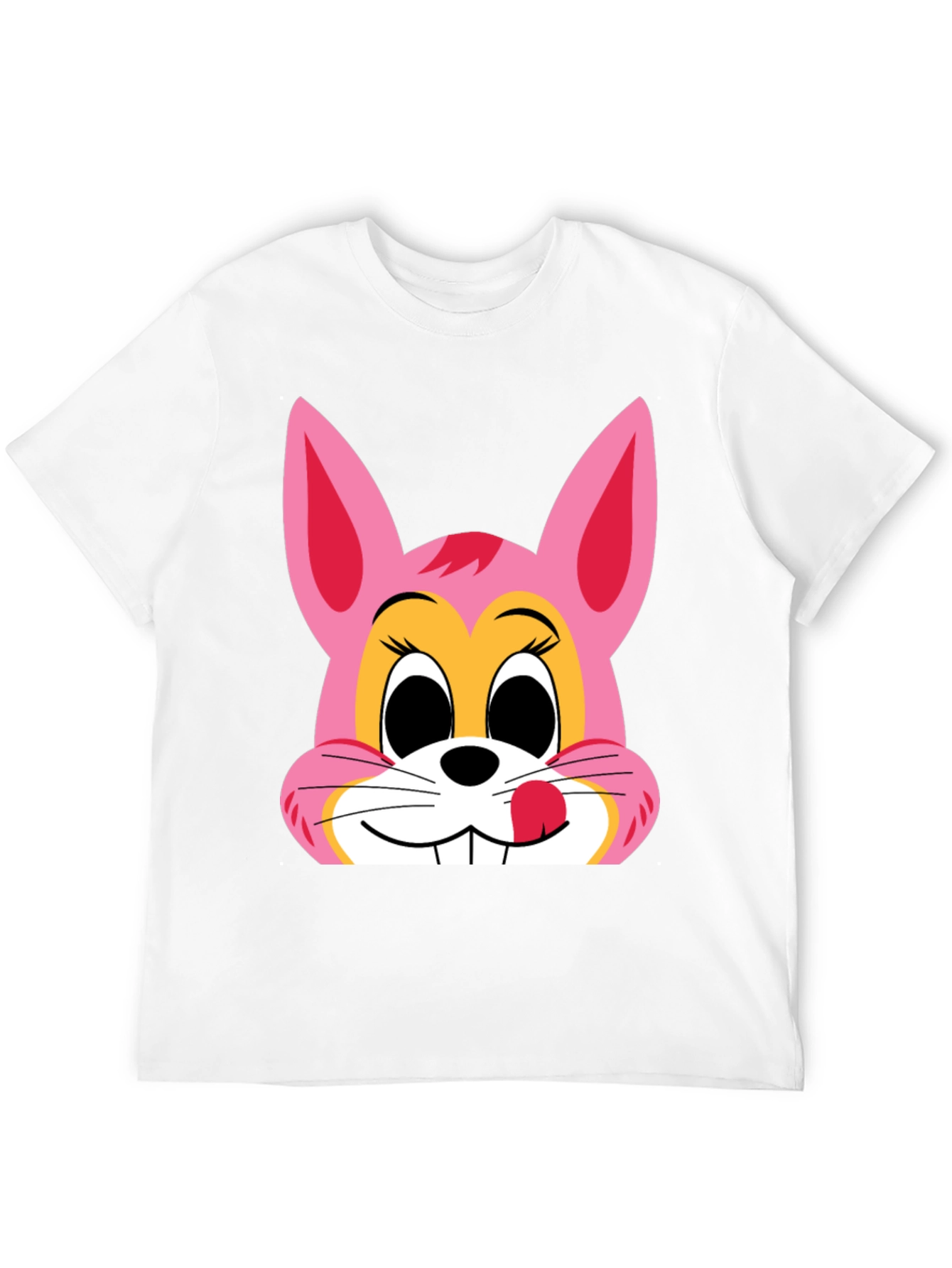 Cute Bunny Graphic Tee - Black Cotton T-Shirt