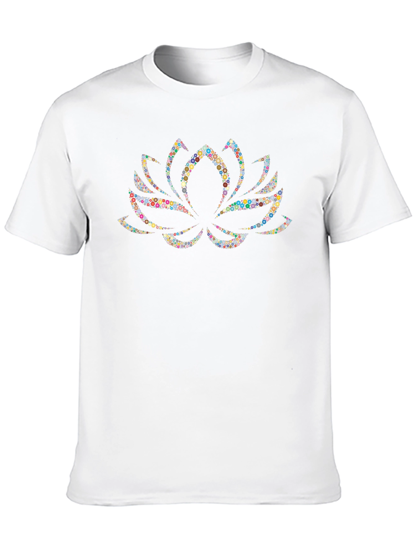 Lotus Flower Dot Art Black T-Shirt