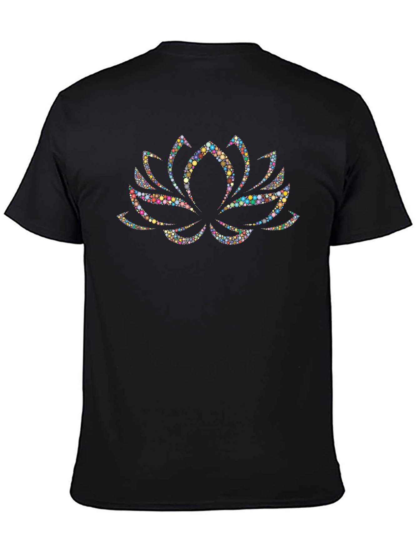 Lotus Flower Dot Art Black T-Shirt