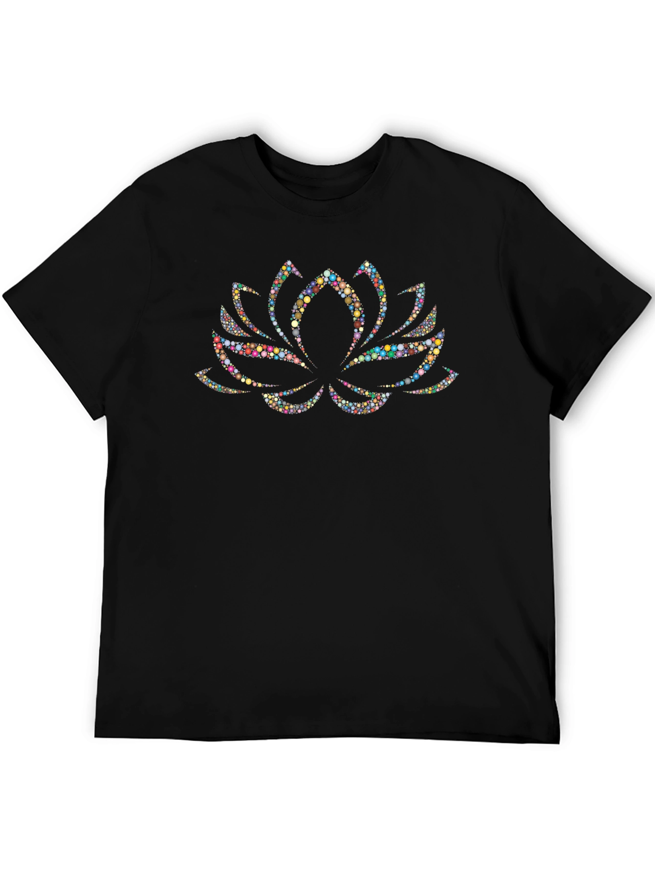 Lotus Flower Dot Art Black T-Shirt