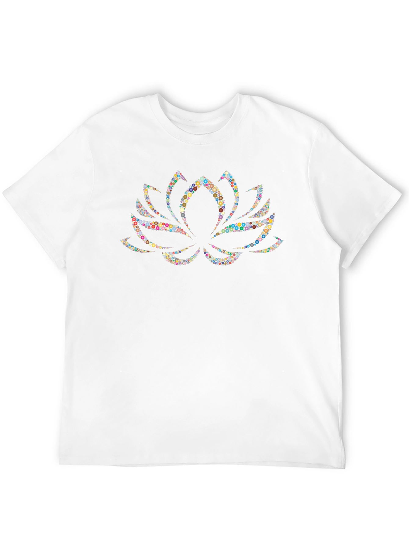 Lotus Flower Dot Art Black T-Shirt
