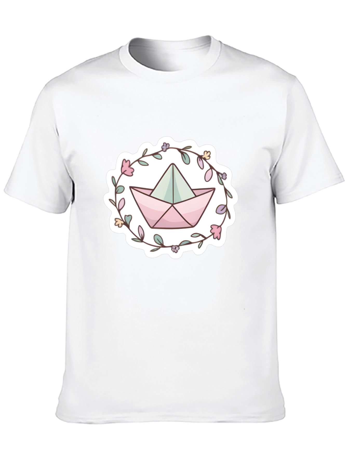 Floral Paper Boat Graphic T-Shirt
