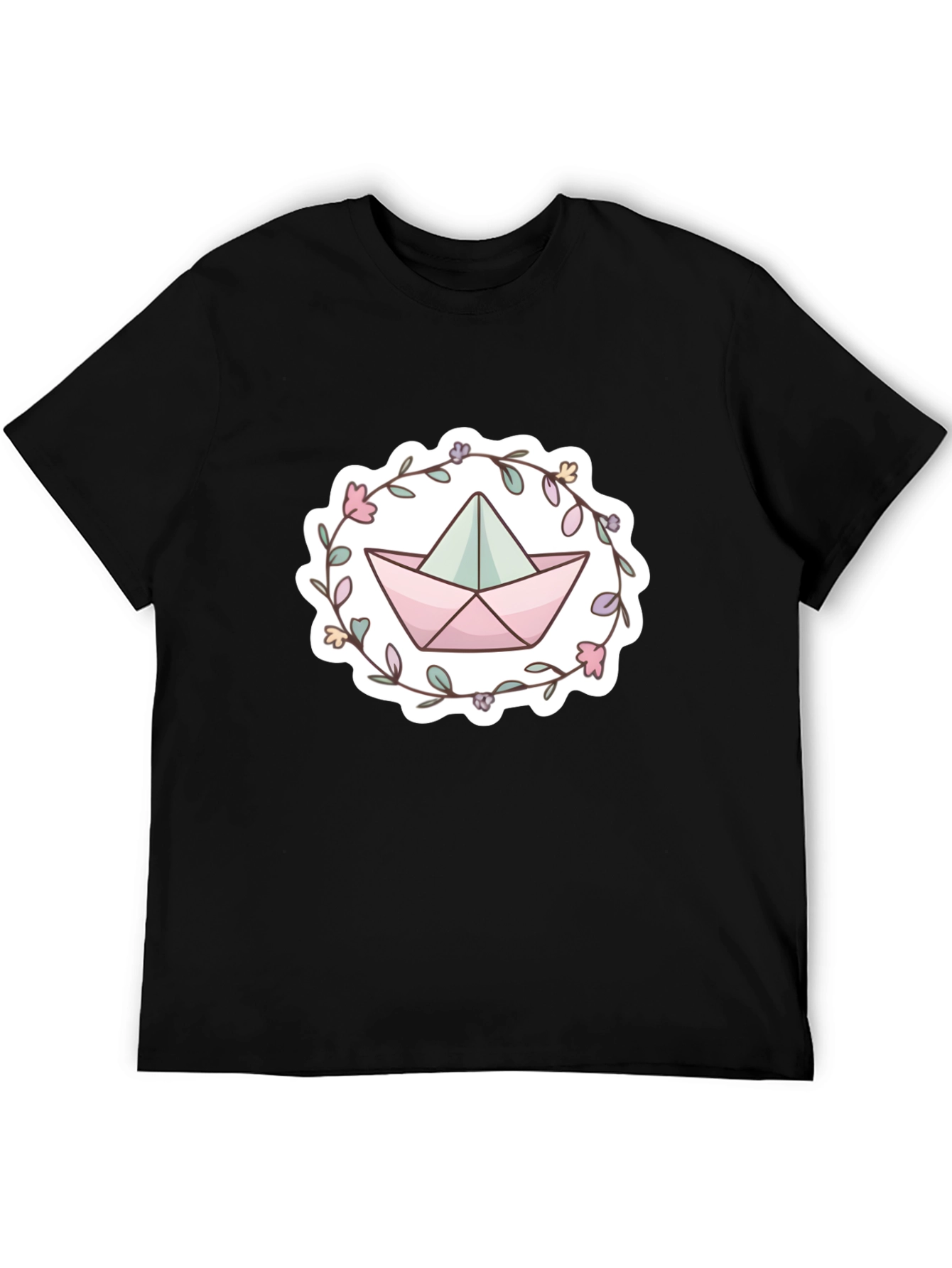 Floral Paper Boat Graphic T-Shirt
