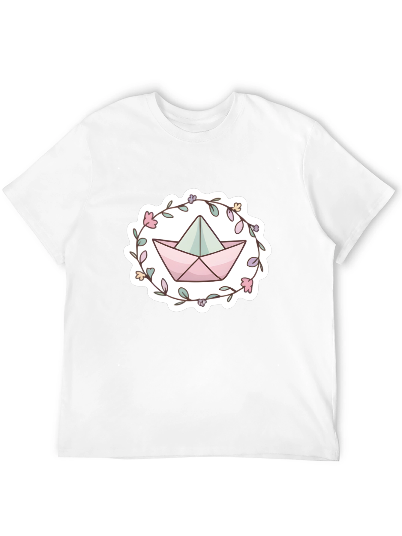 Floral Paper Boat Graphic T-Shirt