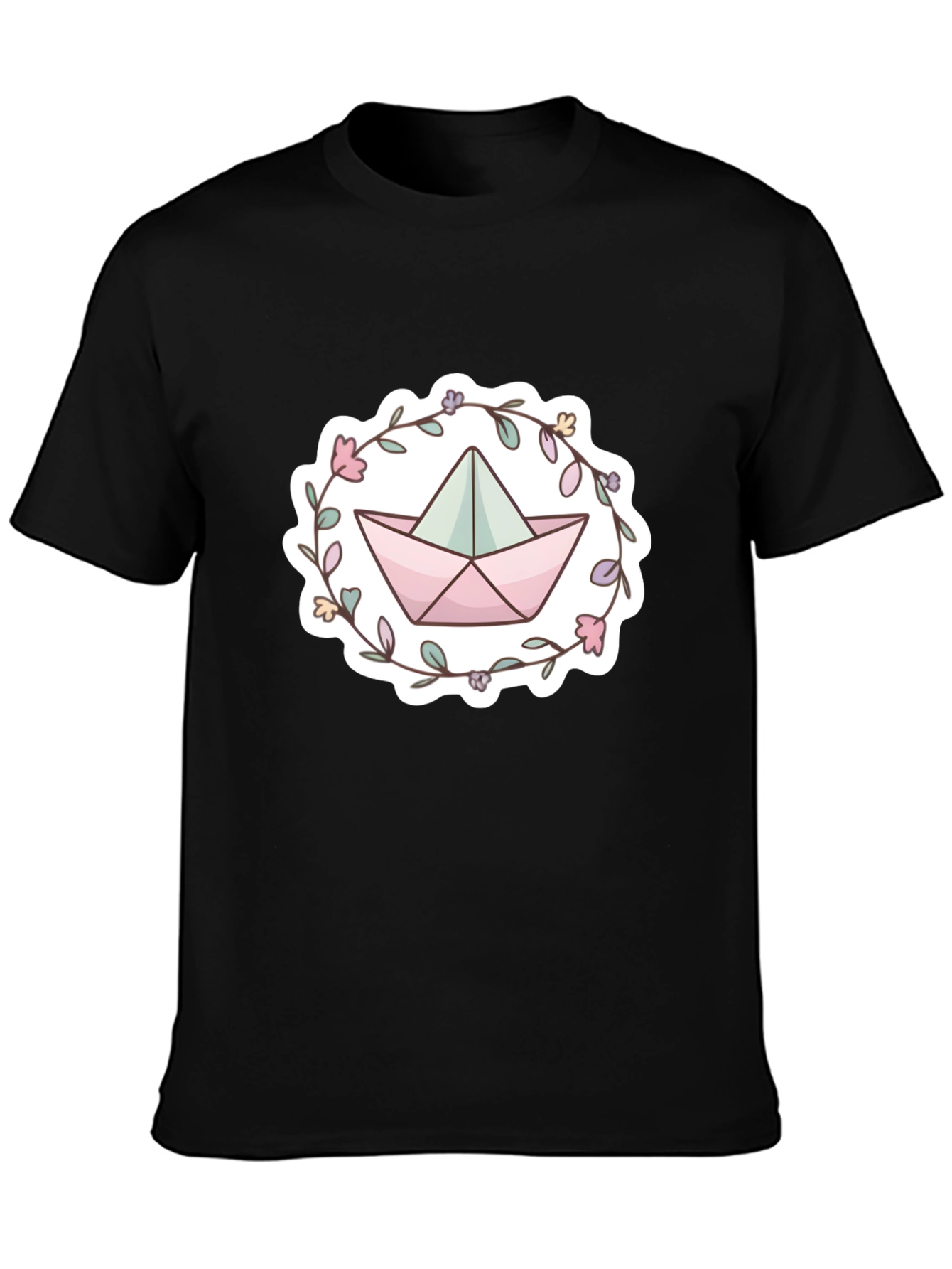 Floral Paper Boat Graphic T-Shirt
