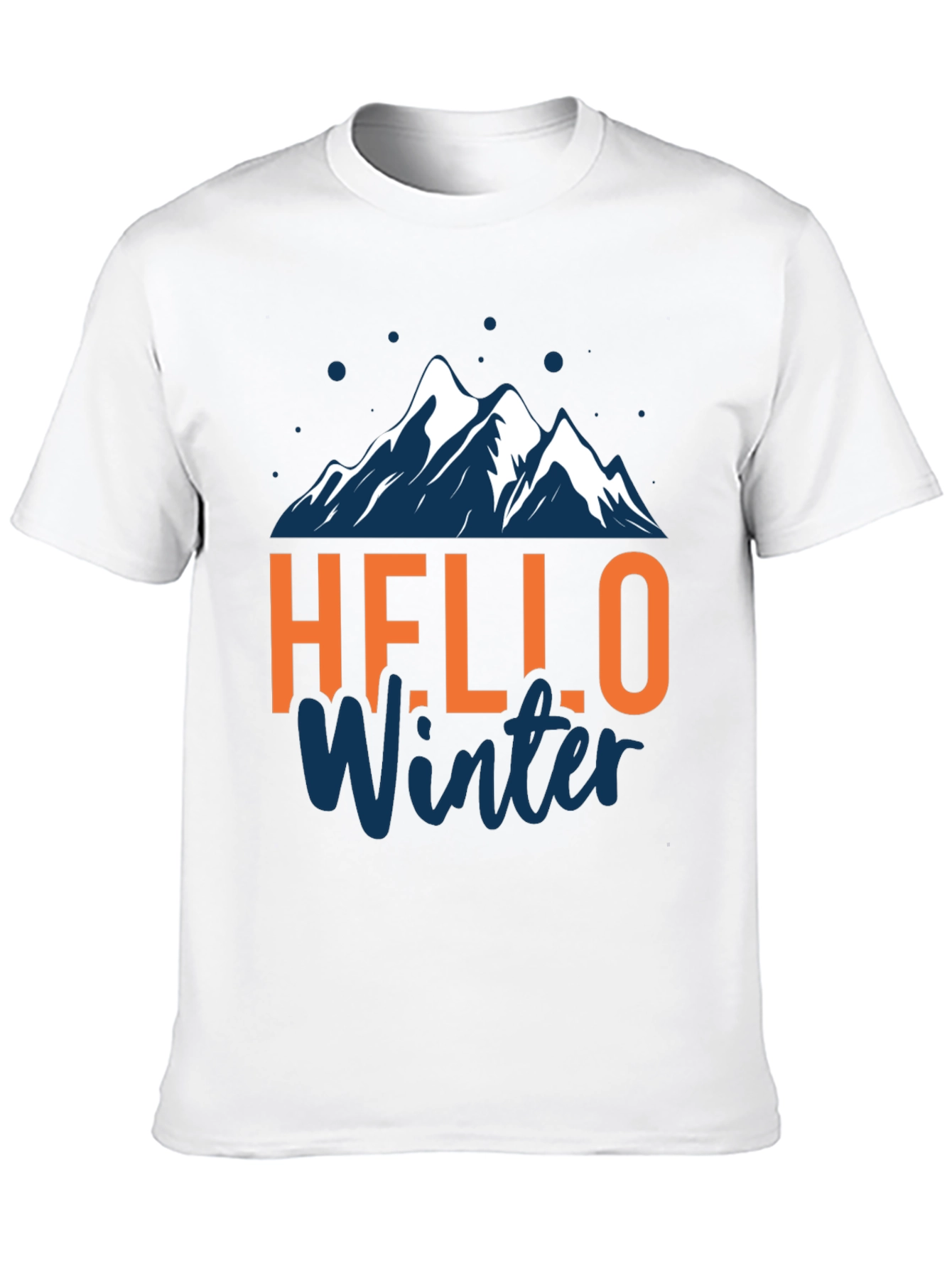 Hello Winter Graphic Tee - Mountain Design Black T-Shirt